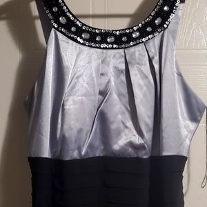 Silver Satin and stretch cocktail dress